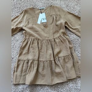 Zara tan flowy dress